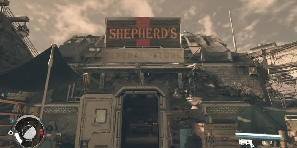 Screenshot, Enterance Of The Shepherd's General Store In Akila City