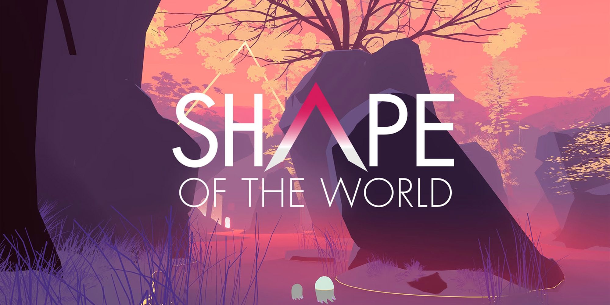 Shape Of The World - A Serene Landscape With Trees, Grass, And An Orange Sky