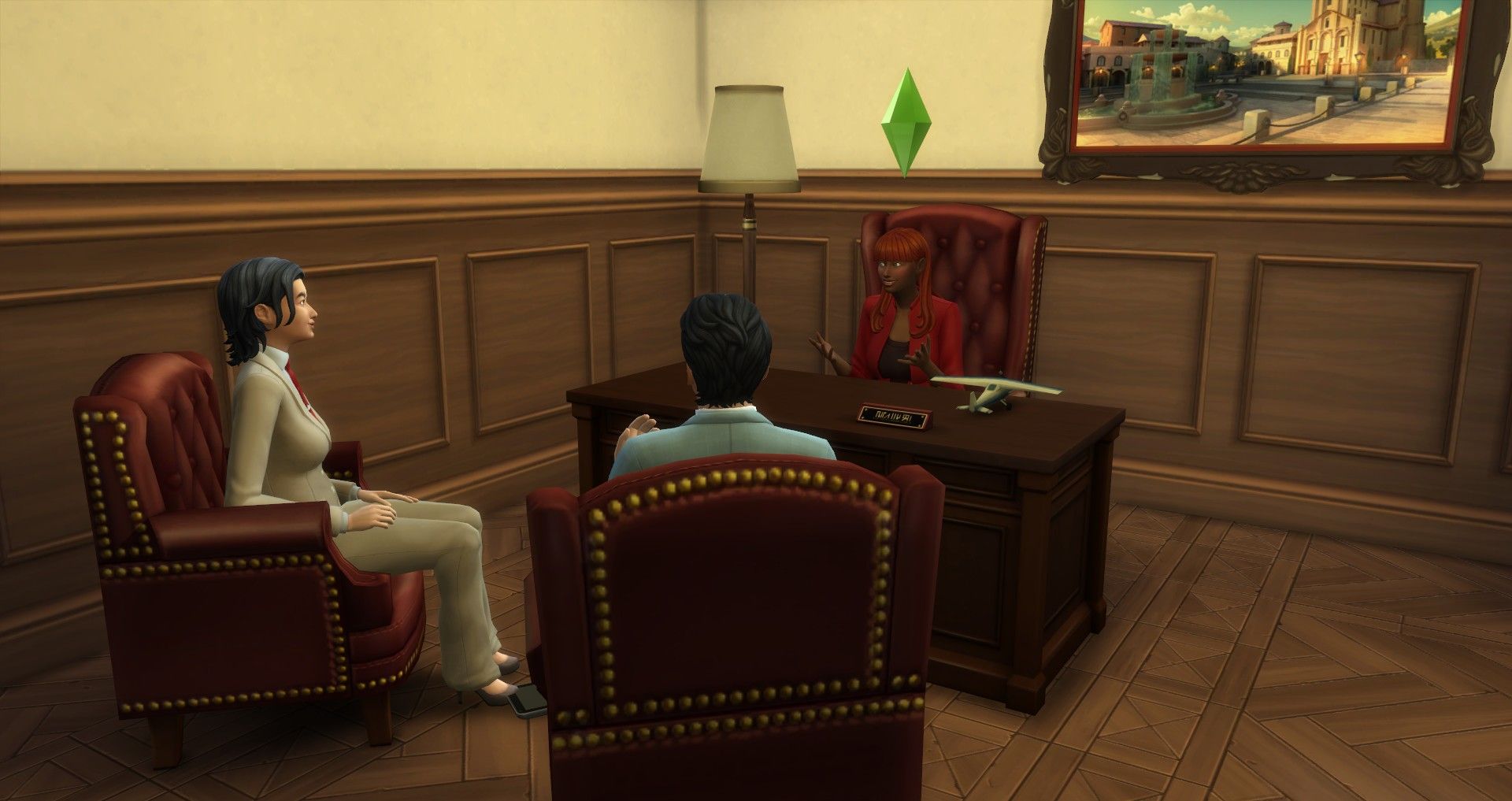 sims having a meeting in an office the sims 4 business career