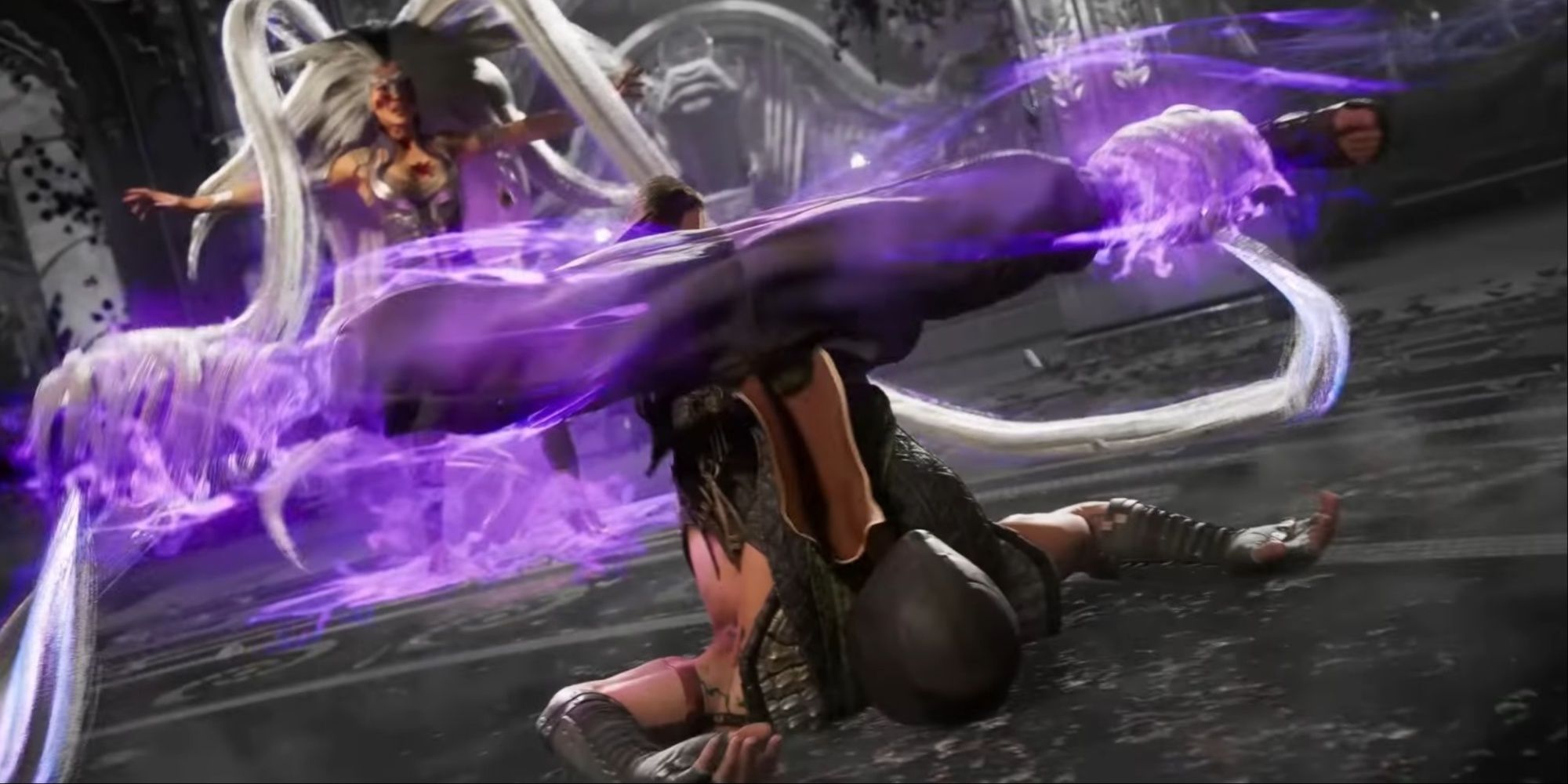 Sindel performing her Fatal Blow on Reptile in Mortal Kombat 1
