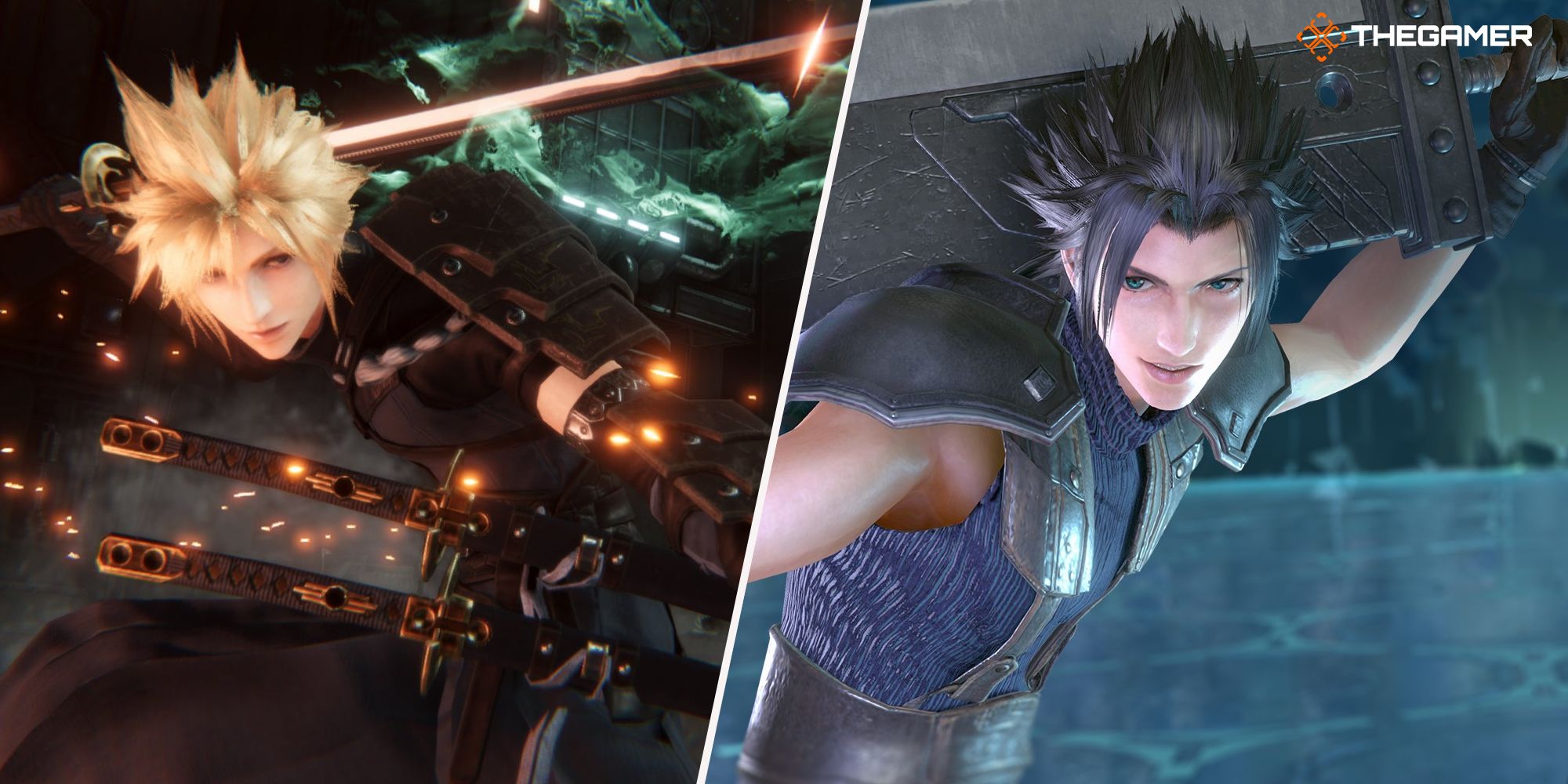 Split image of Final Fantasy 7 Ever Crisis Cloud and Zack