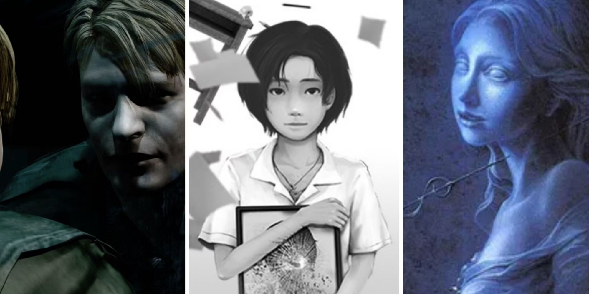 Split images of Silent Hill 2, Detention, and Clock Tower