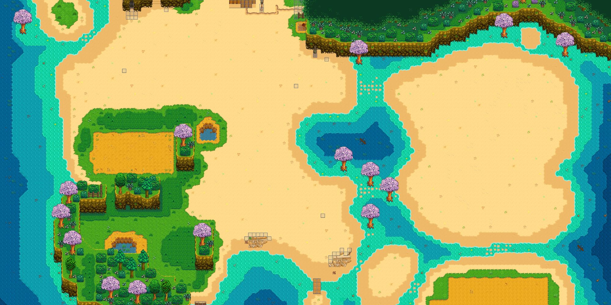 map of the larger beach farm mod, showcasing how large the area is