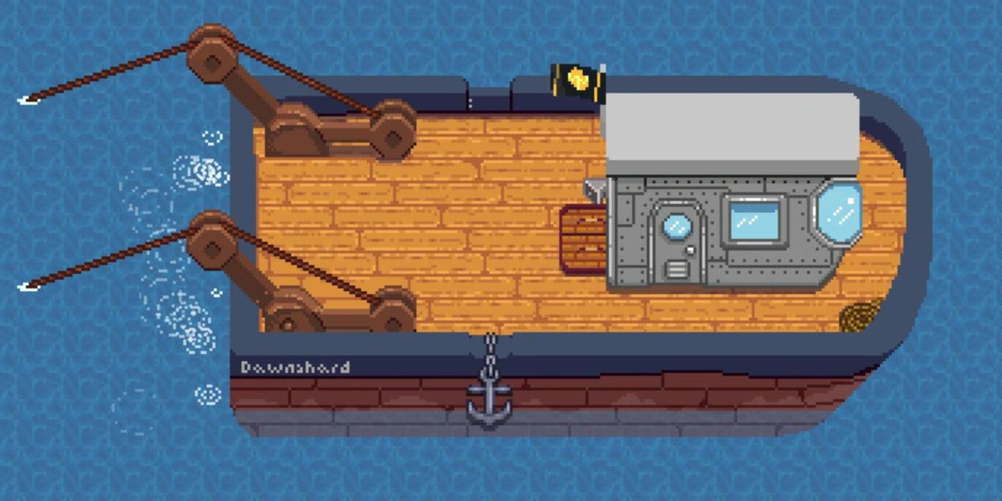 Stardew Valley fishing trawler mod, fishing trawler out on the ocean