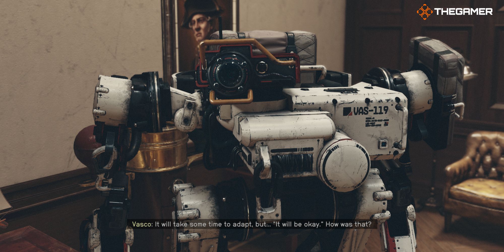 The robot Vasco attempts to comfort you, saying it will be okay.