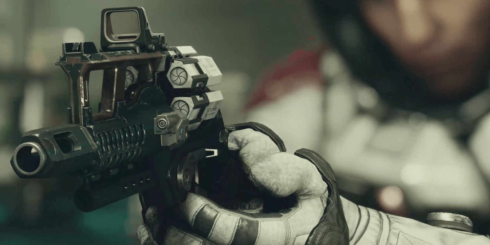 Старфилд, скриншот персонажа, целящегося из пистолета