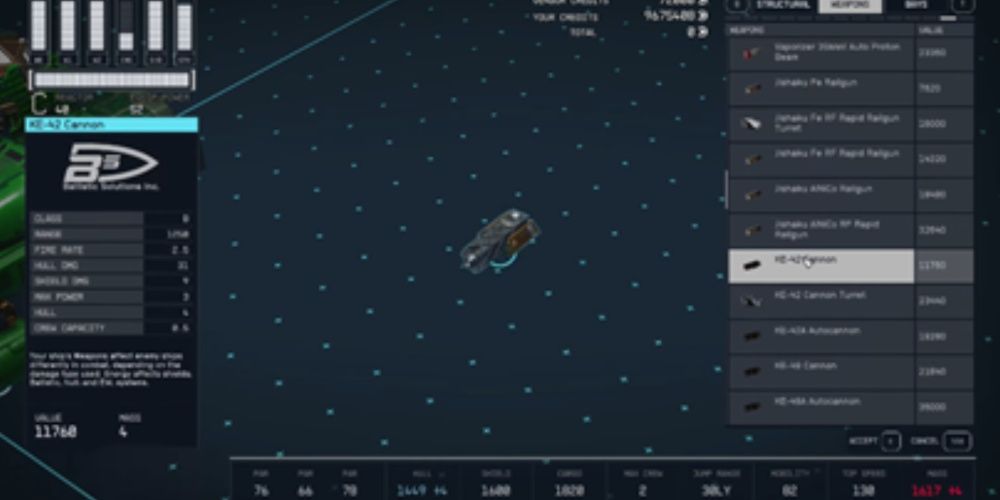 Best Ship Weapons In Starfield   Starfield Screenshot Of The Ke 42 Cannon On The Vendor List Screen 