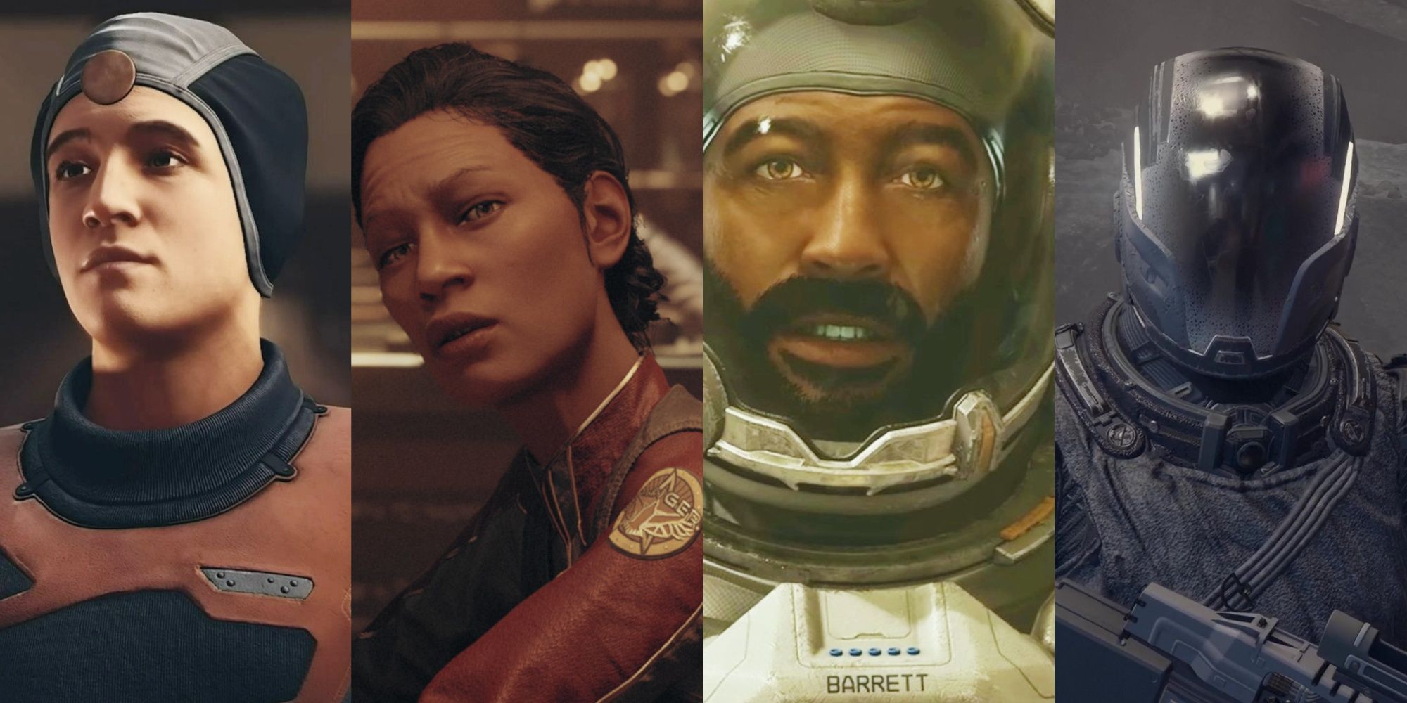 Starfield, Split Images Of Matteo, Emma, Barret, And The Hunter