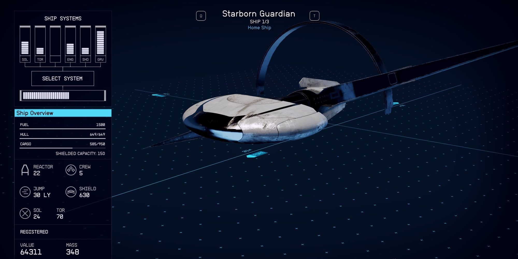 Starfield Starborn Guardian Ship Stats
