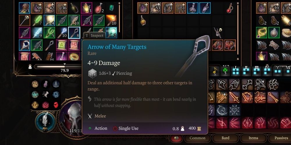 in game description of the arrow of many targets in baldur's gate 3