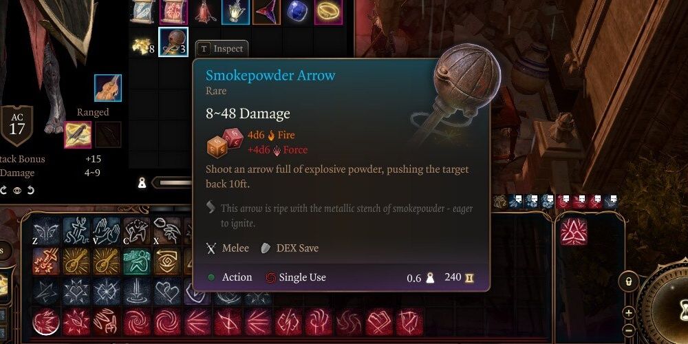 in game description of the smokepowder arrow in baldur's gate 3