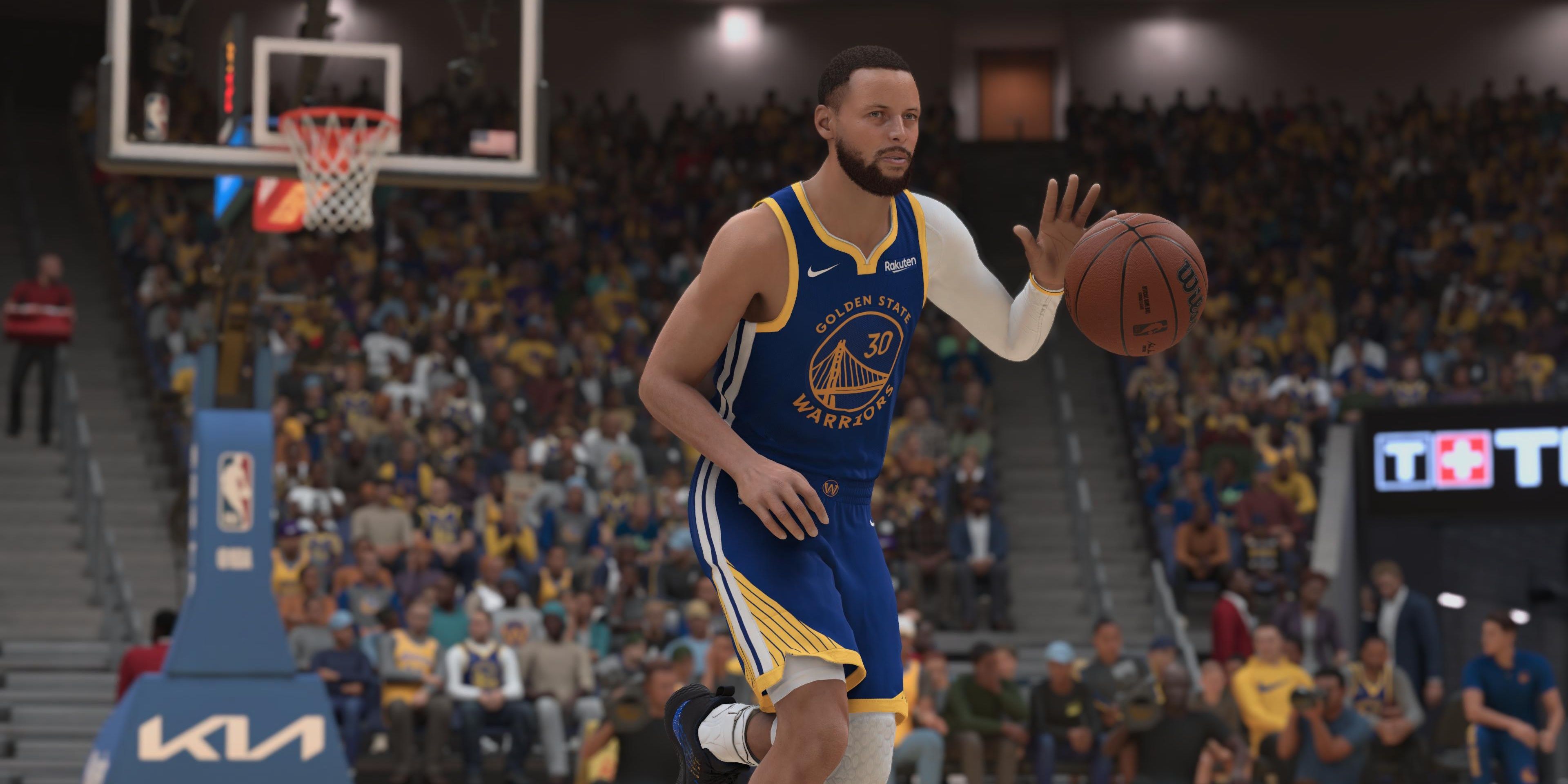 Stephen Curry bringing the ball up