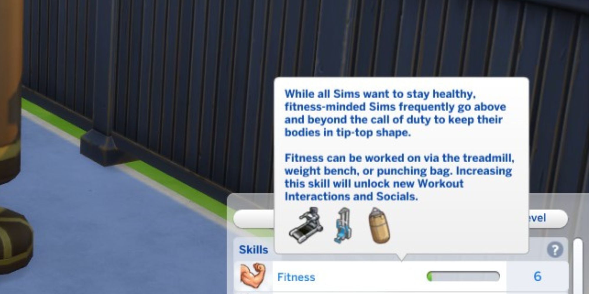 preview of a sim's fitness level
