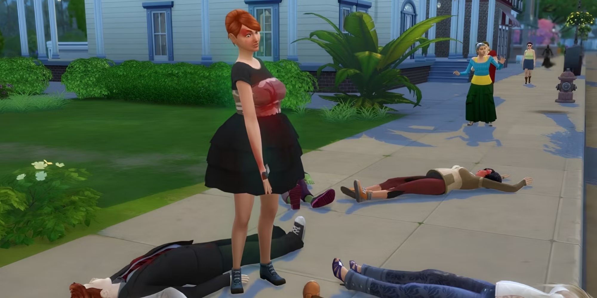 The Sims 4 Serial Killer Sim Holding Knife