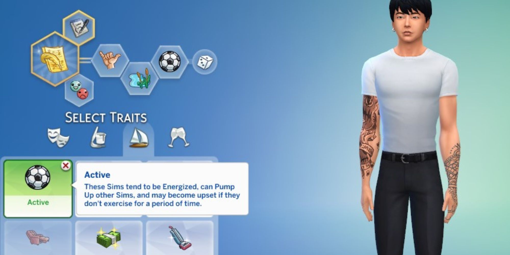 fitness traits in create a sim mode 