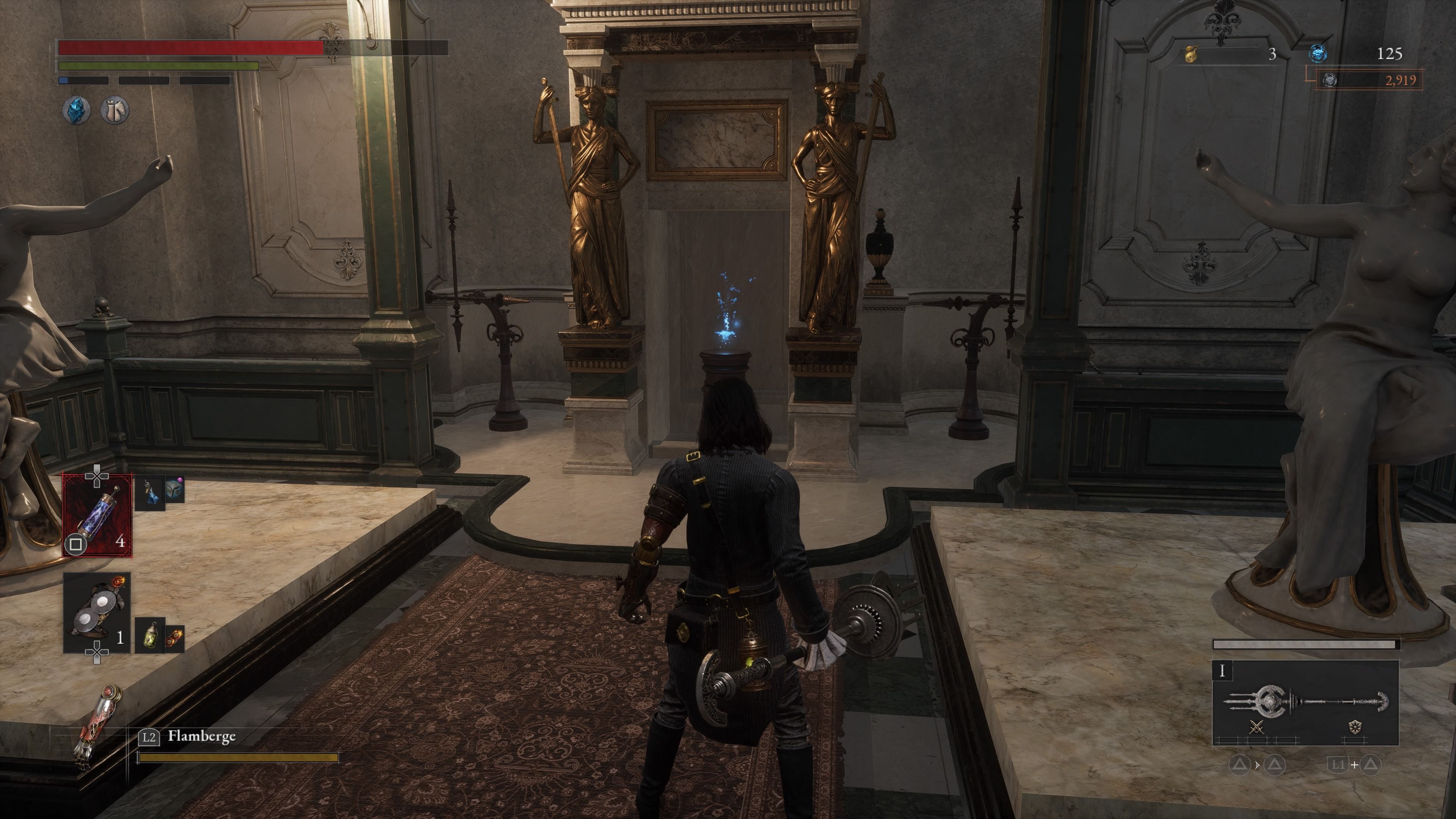 The statue room hatch opening up to reveal a Trinity Key in Lies of P