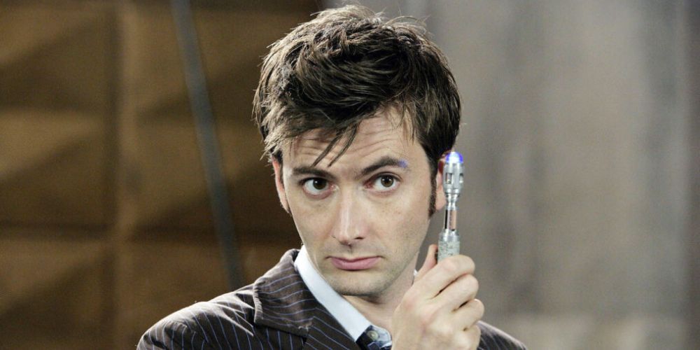 The Tenth Doctor showing his sonic screwdriver