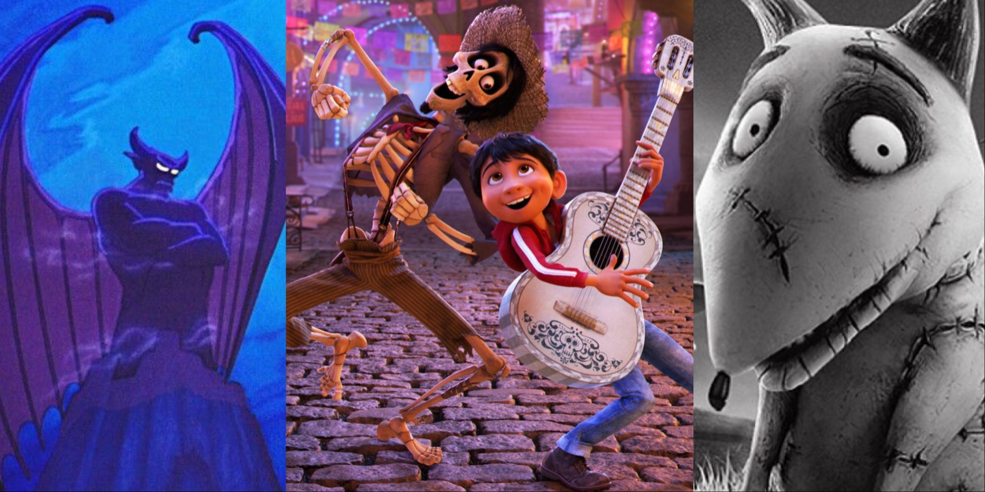 Split image of Coco, Frankenweenie and Disney's Halloween Treat