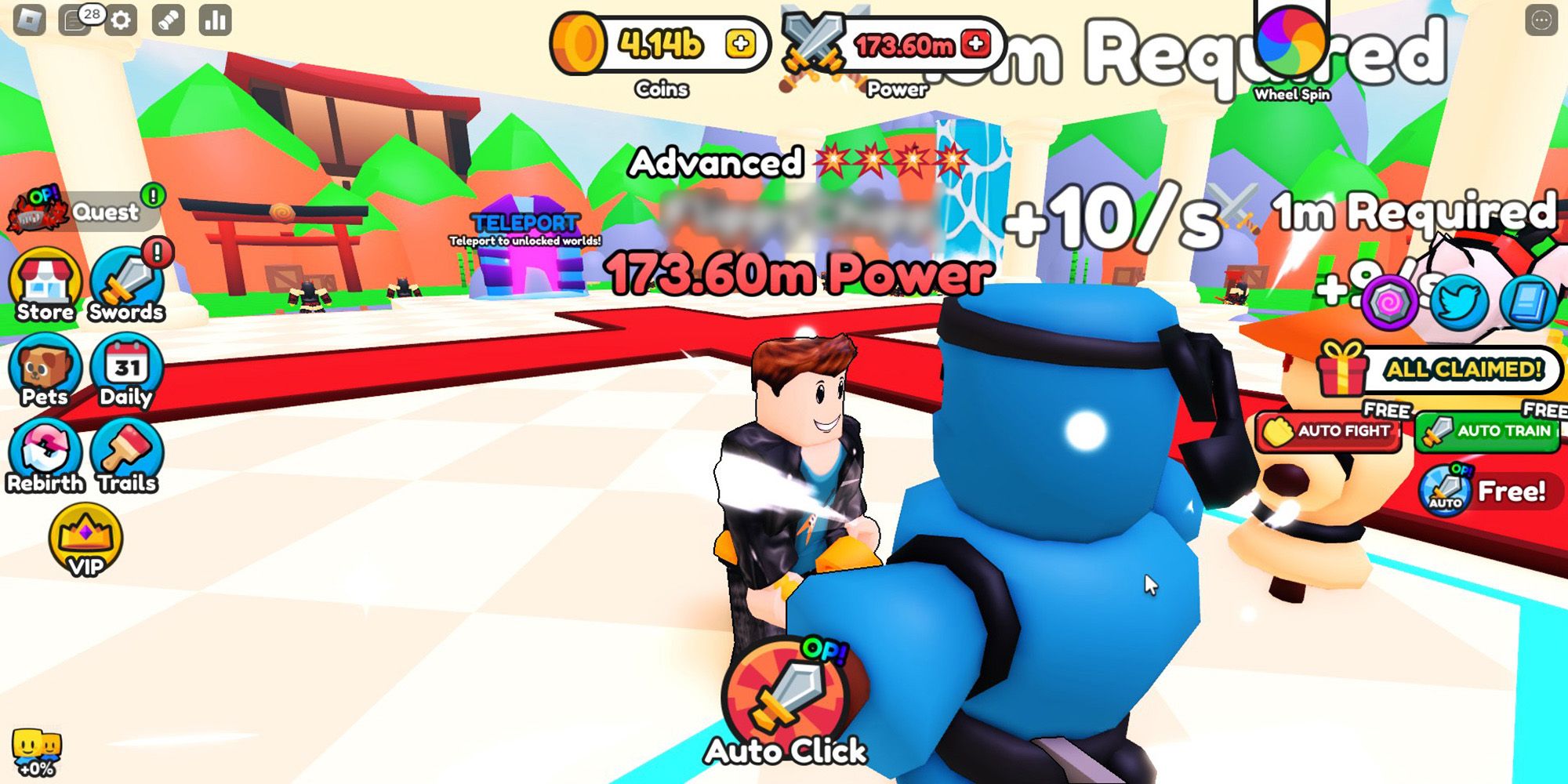 Roblox avatar defeating a training dummy with a sword