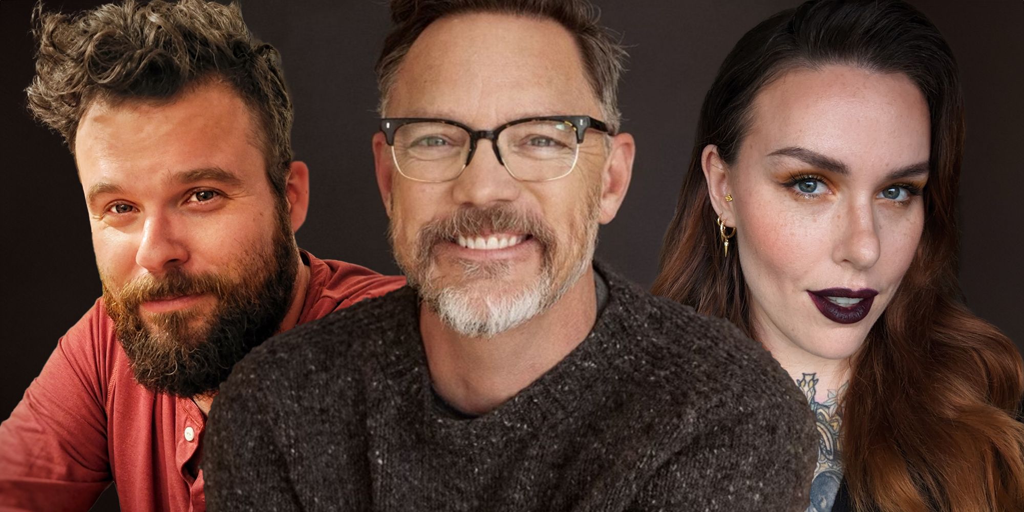 Tyler Jacobson, Matthew Lillard, and Kate Welch over a brown-grey background