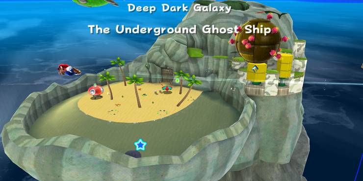 The underground ghost ship from Super Mario Galaxy, floating in space