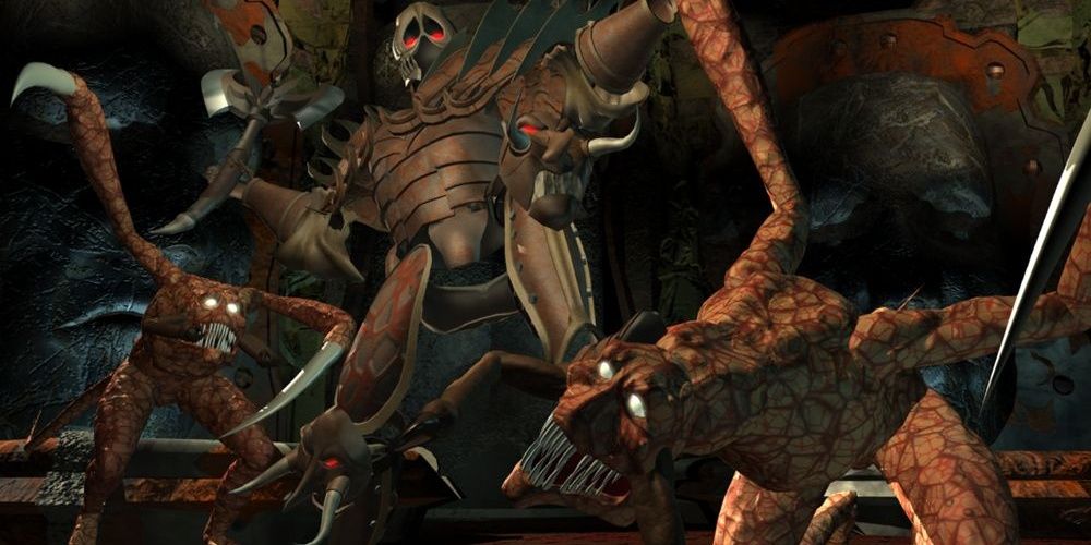 Vahilor From Planescape Torment Fighting Two Monsters With His Axe