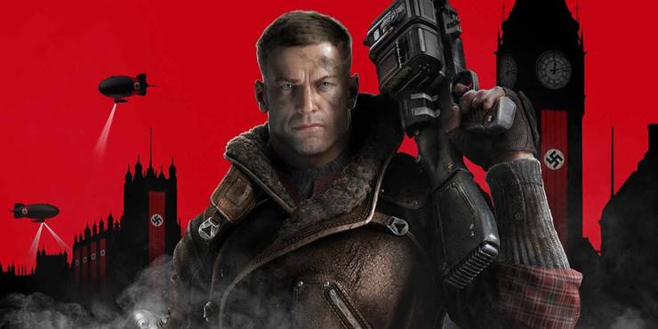 BJ Blazkowicz posing in front of a German invaded London