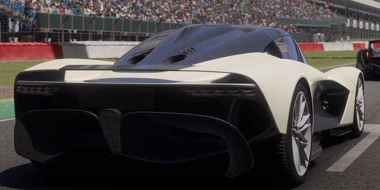 2019 Aston Martin Valhalla Concept Car on the starting line in Forza Motorsport
