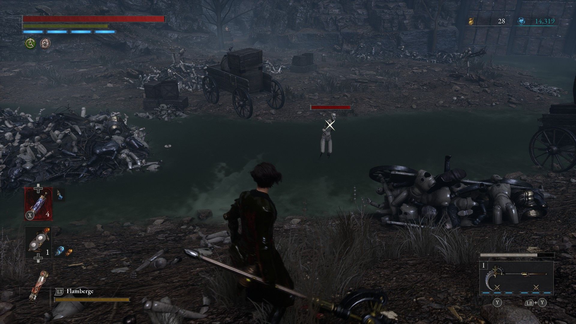 P fights Dummy Puppet inside the Barren Swamp in Lies of P