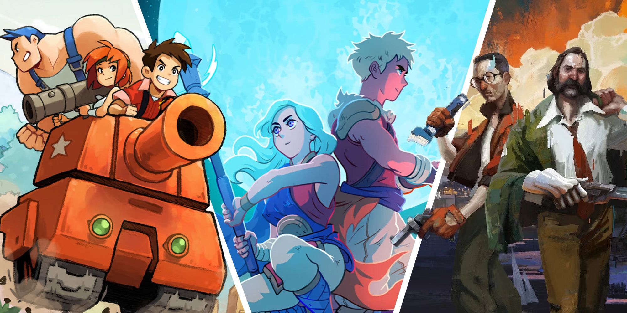 Best Top-Down RPGs On Nintendo Switch - Split image of Advance Wars Reboot Camp, Sea Of Stars, and Disco Elysium
