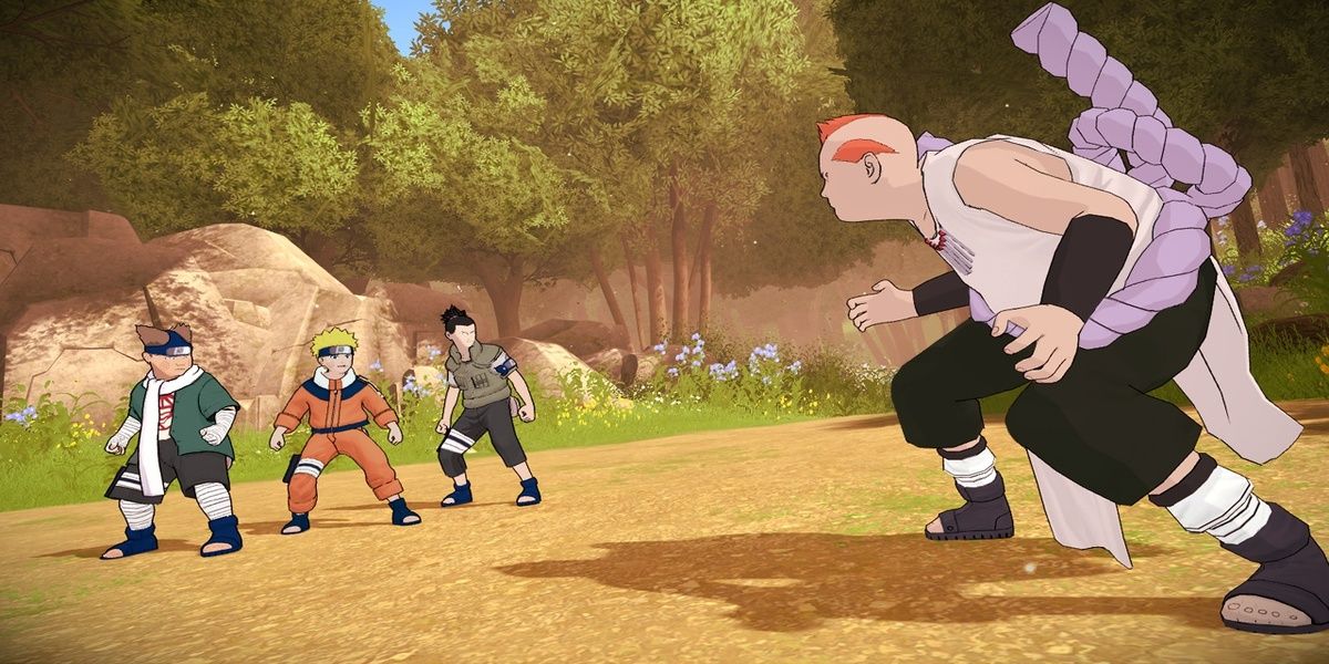 Choji, Naruto, and Shikamaru about to face one of Orochimaru's allies.