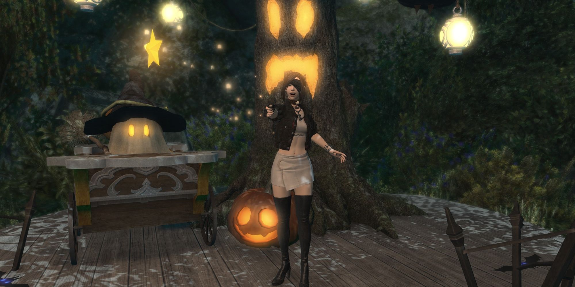 A player using the All Saints Charm emote in Final Fantasy 14.