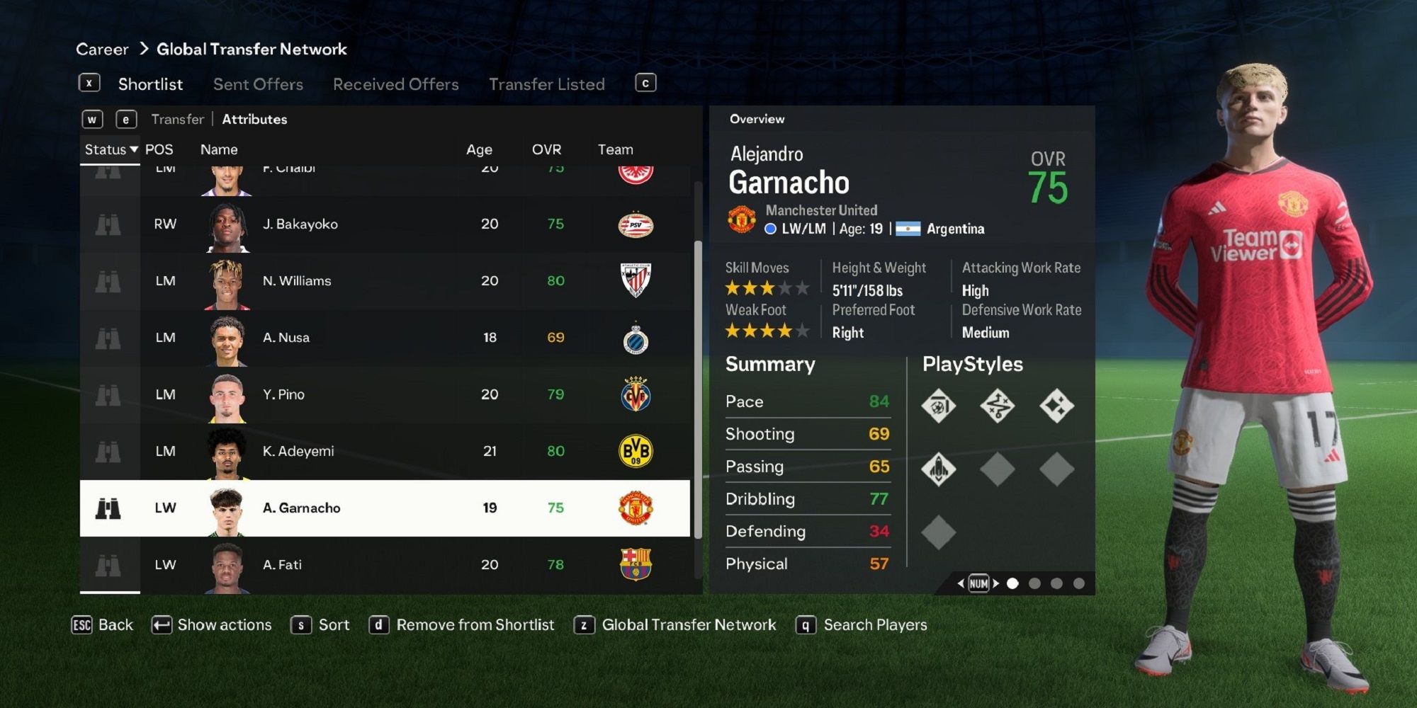 An image of Alejandro Garnacho in EA Sports FC 24 