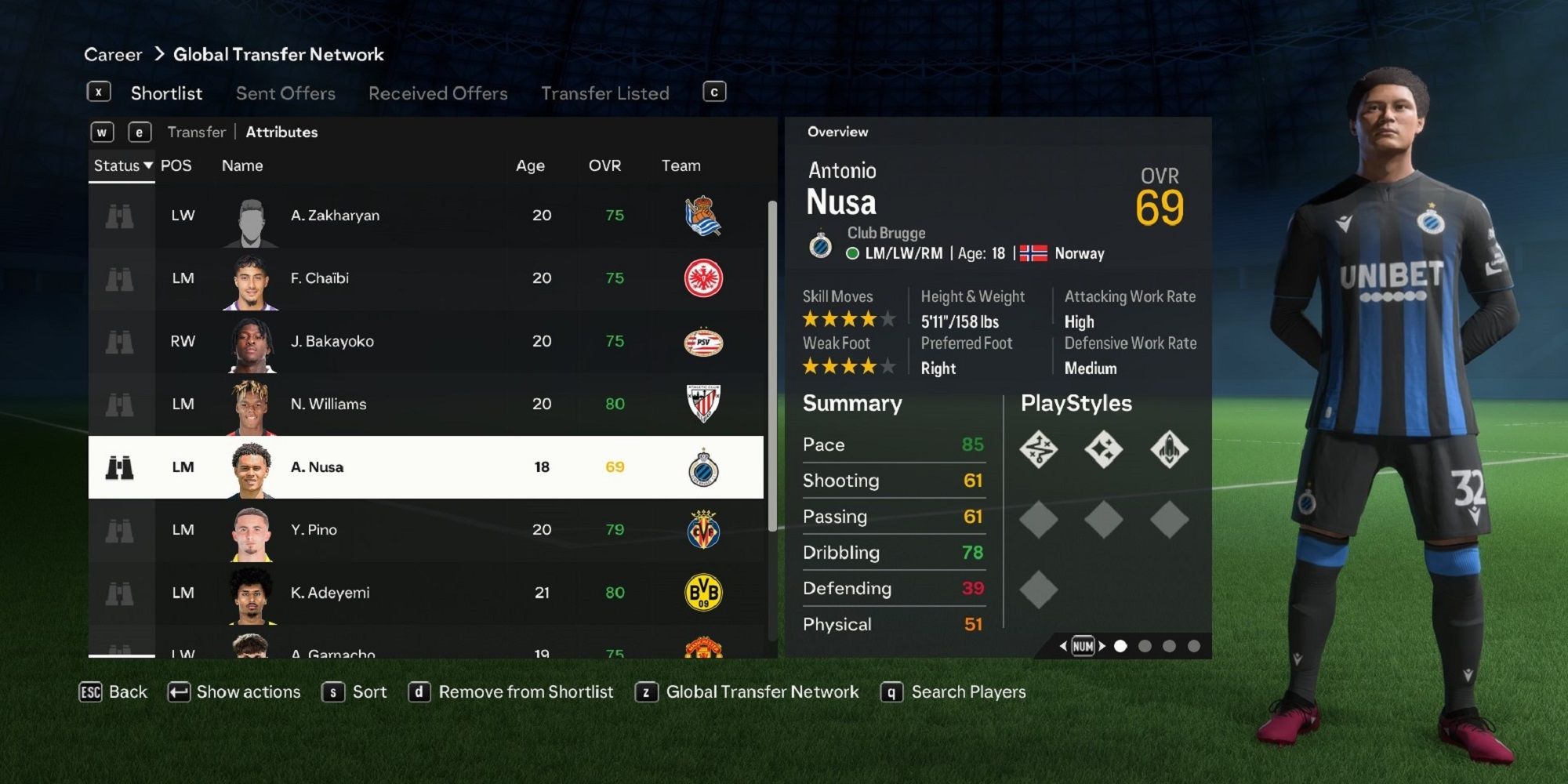 An image of Antonio Nusa in EA Sports FC 24-1