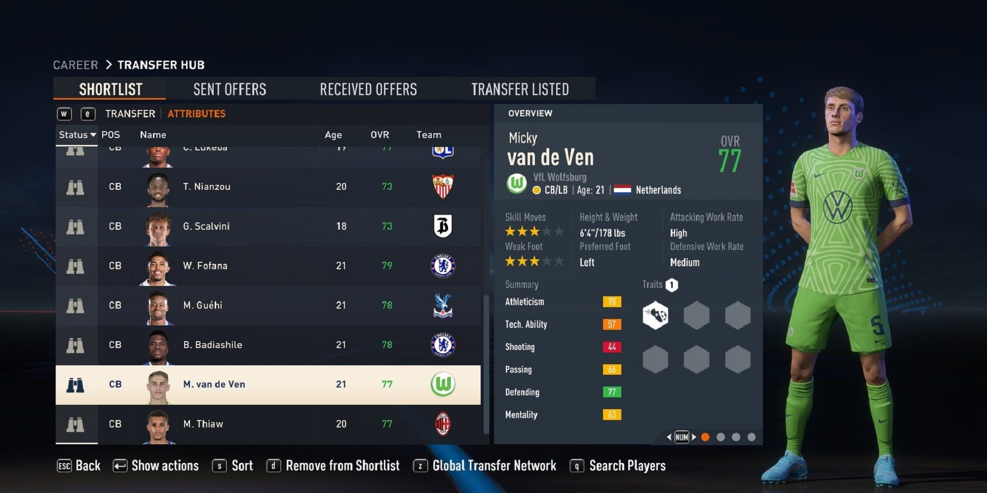 An image of Micky van de Ven in FIFA 23