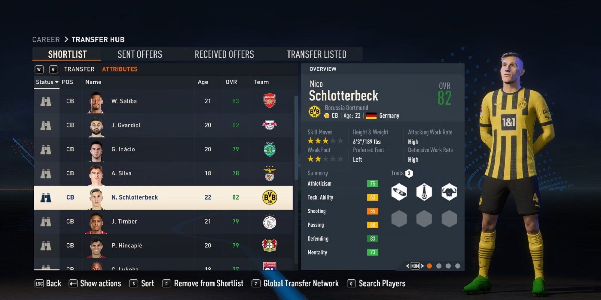 An image of Nico Schlotterbeck in FIFA 23