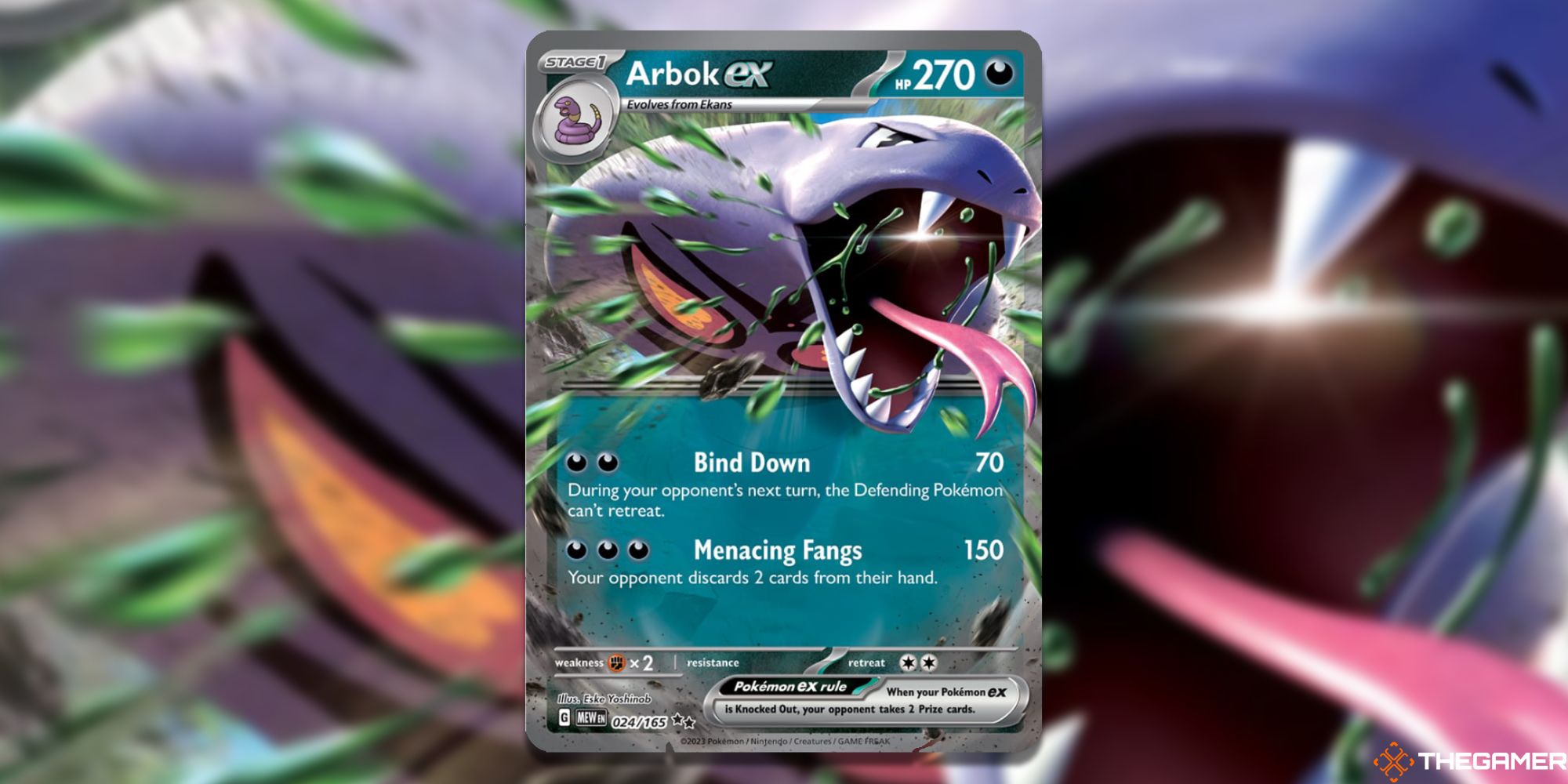 Image of the Arbok ex card in Magic: The Gathering, with art by Eske Yashinob