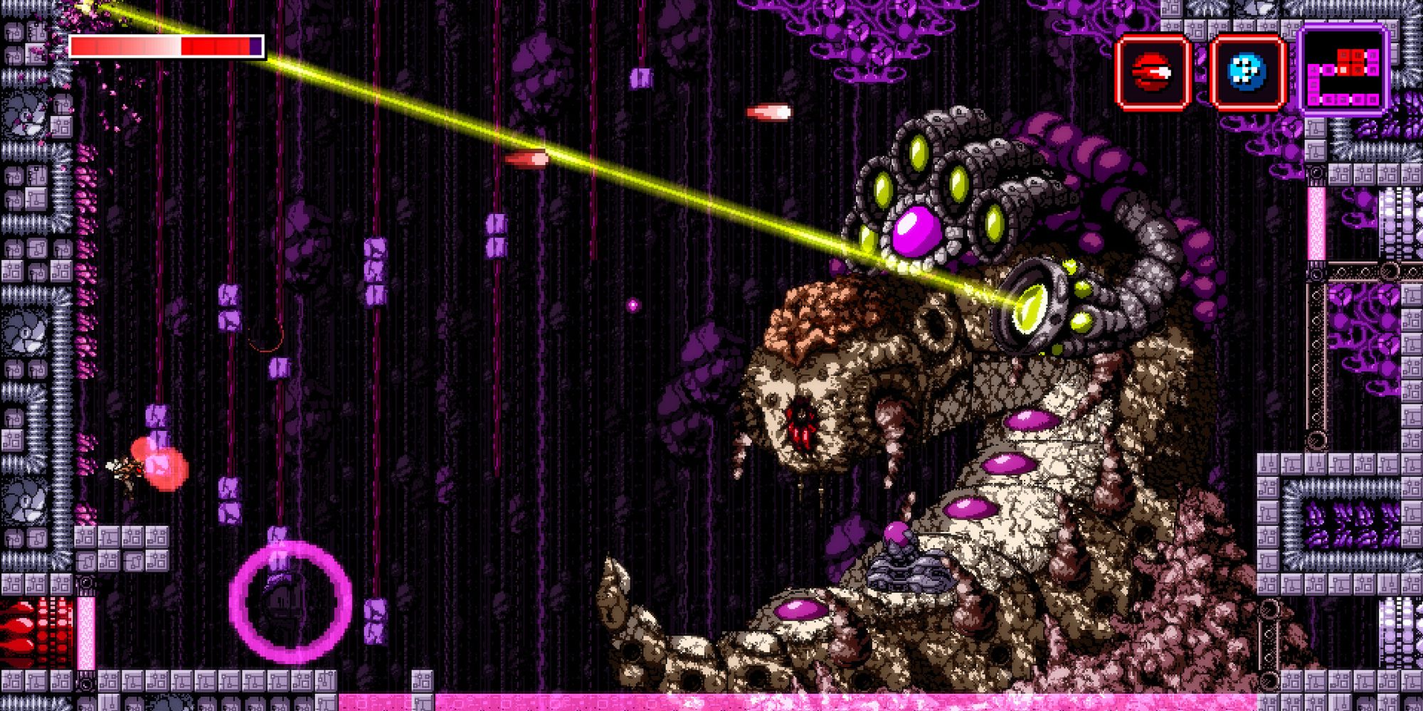 Axiom Verge Steam Trace Fights A Giant Mutat Monster