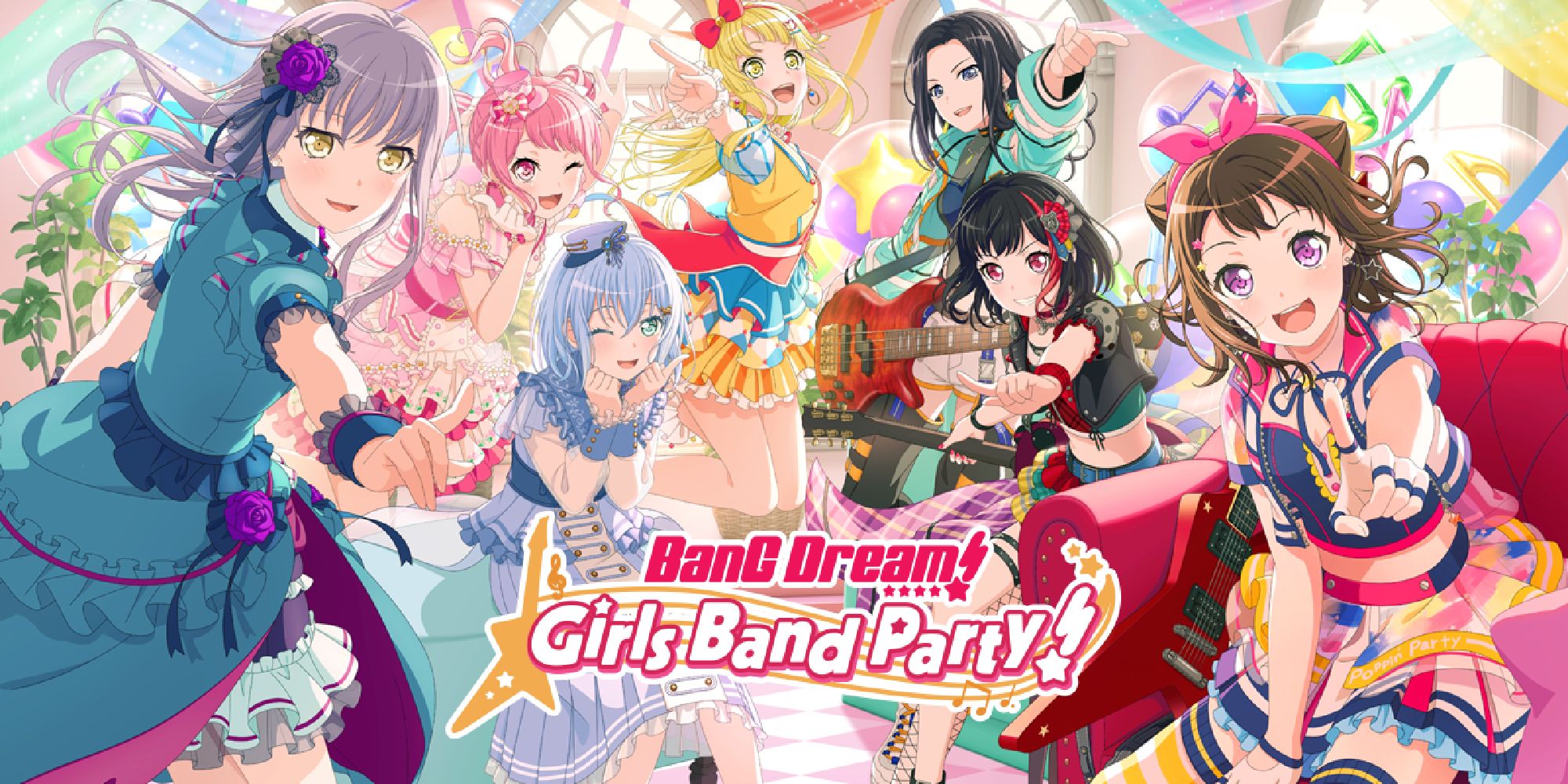 Promotional image with all the band leaders in Bang Dream.