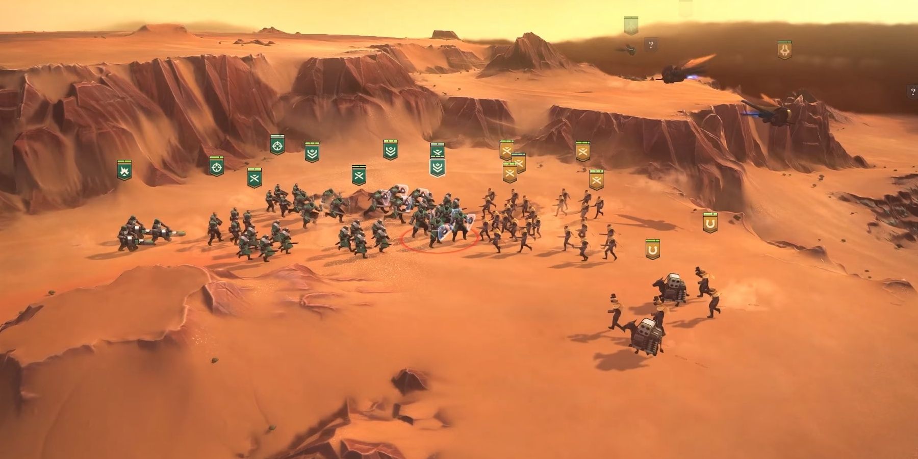 Massive battle in Dune: Spice Wars.