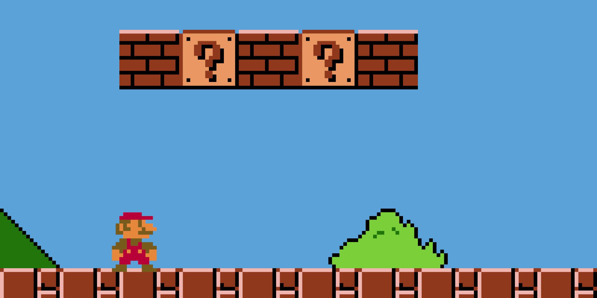 Super Mario Bros Deluxe - Mario Standing Next To A Row Of Blocks