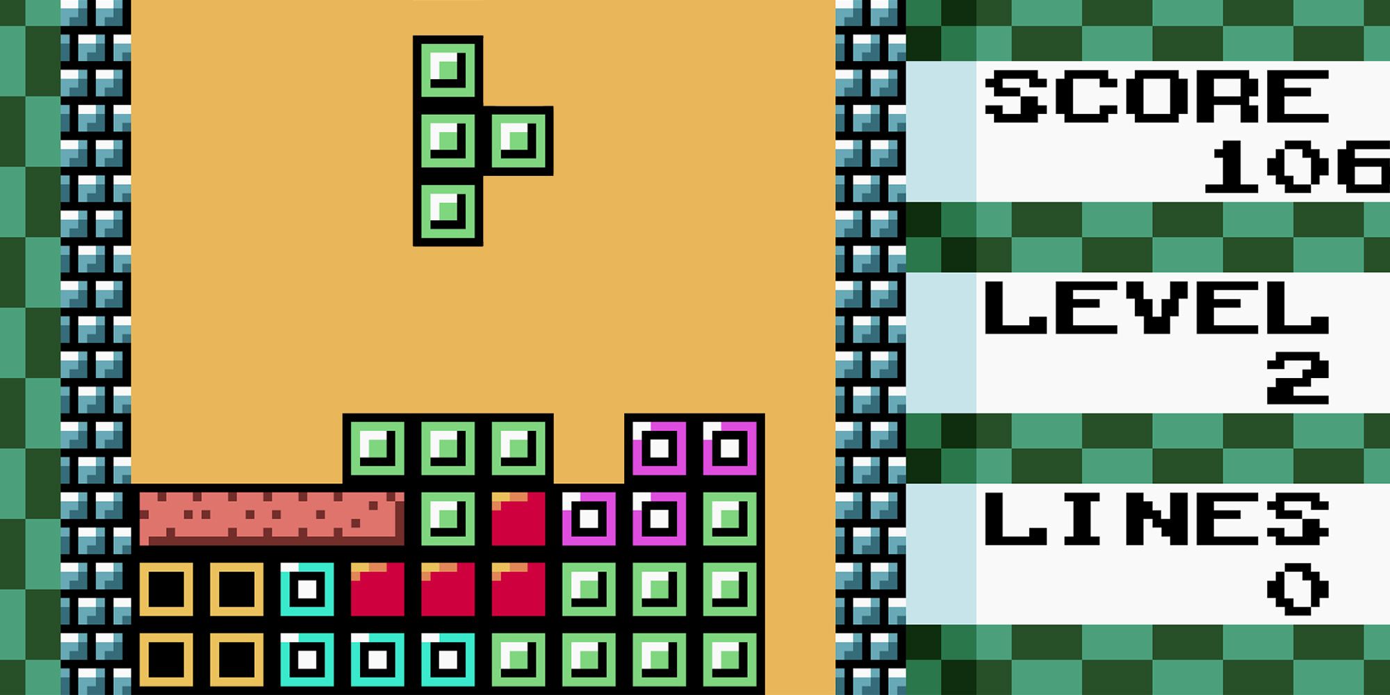 Tetris DX - A Tetris Piece Falling Onto A Pile Of Tetris Pieces
