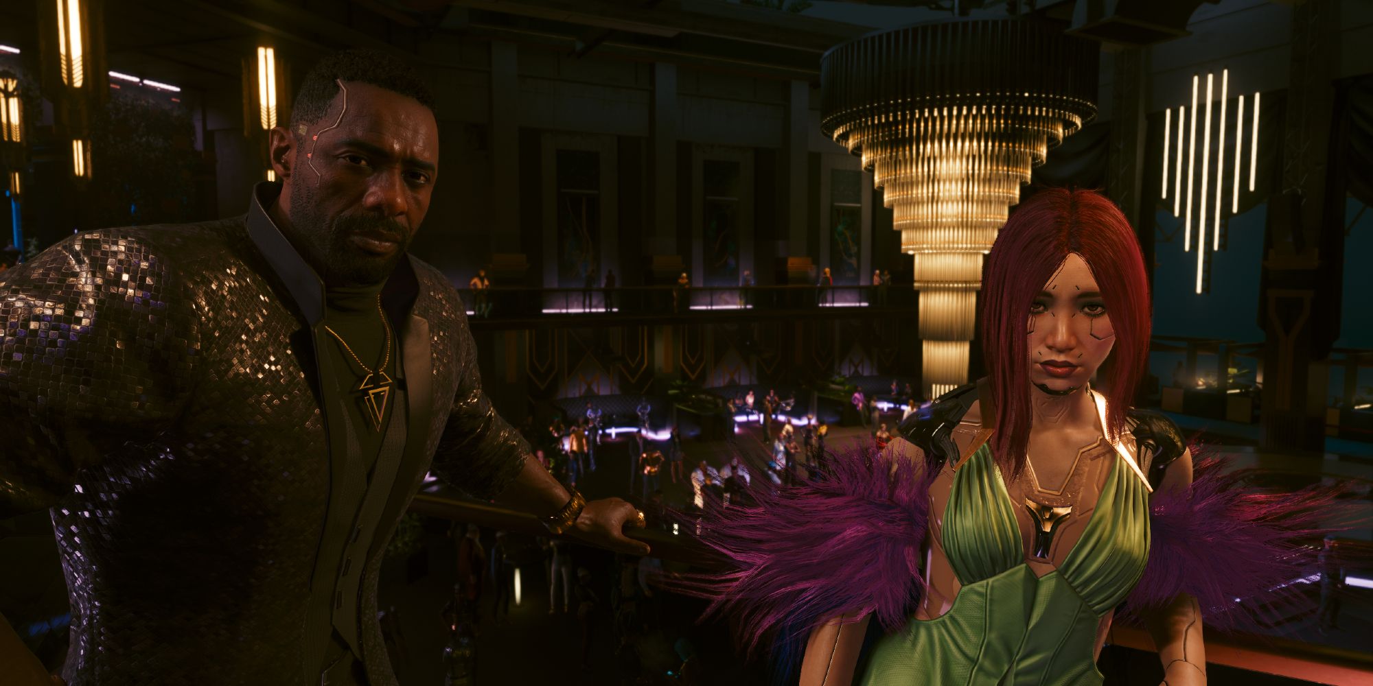 Solomon Reed and Songbird at the Black Diamond in Cyberpunk 2077.