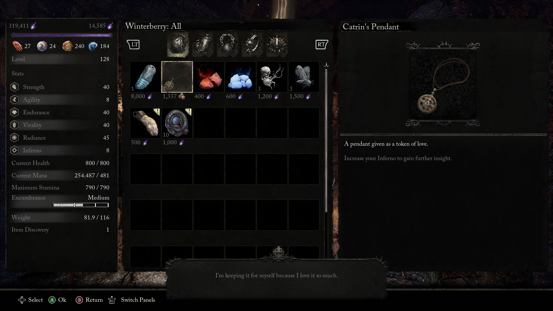 Catrin's Pendant item for sale in Winterberry shop Lords of the Fallen