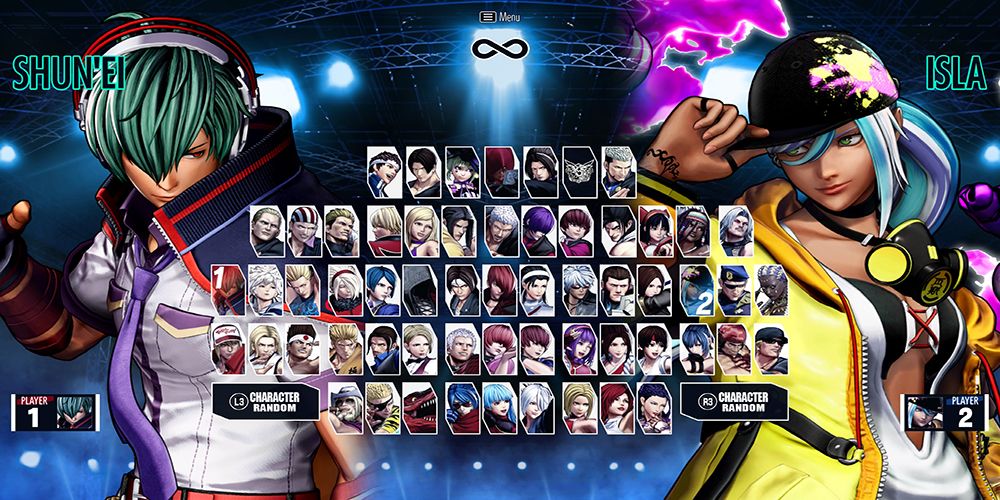 The character select screen for The King Of Fighters 15 as of October 2023.
