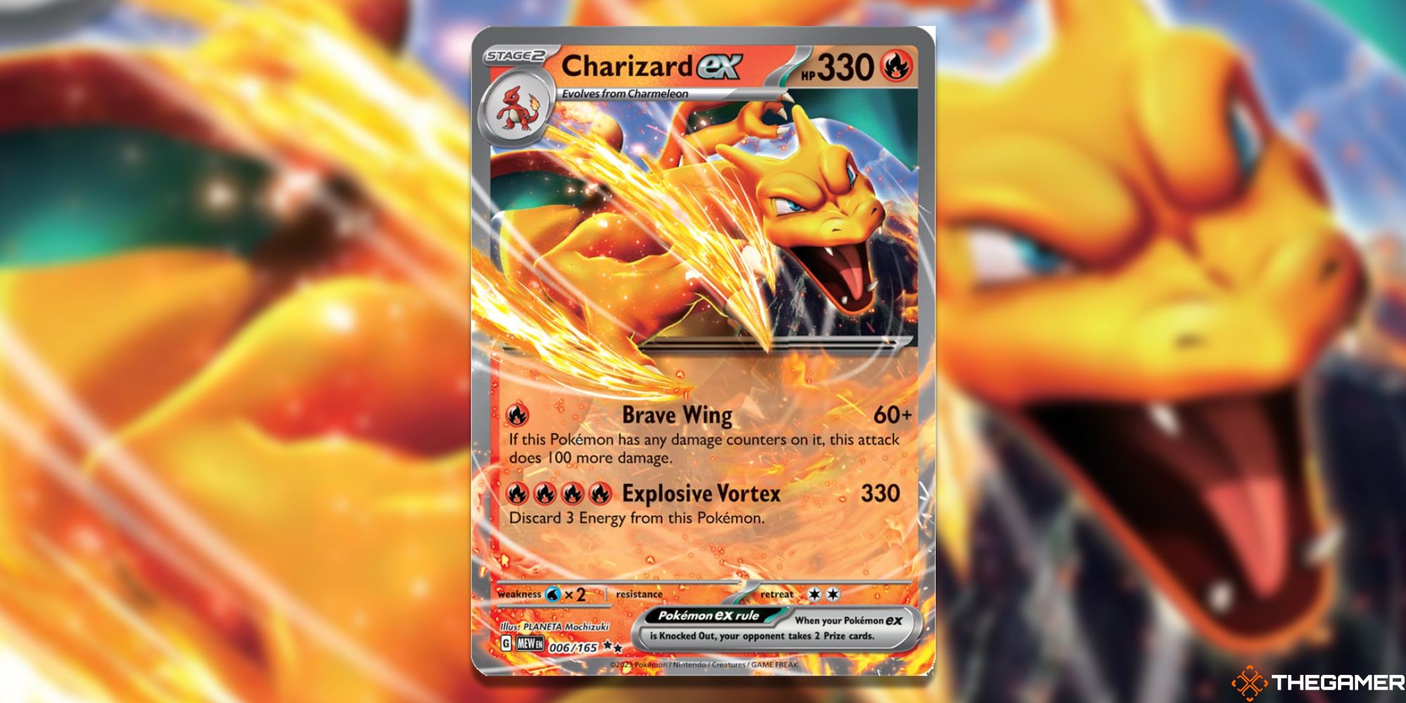 Image of the Charizard ex card in Magic: The Gathering, with art by PLANETA Mochizuki