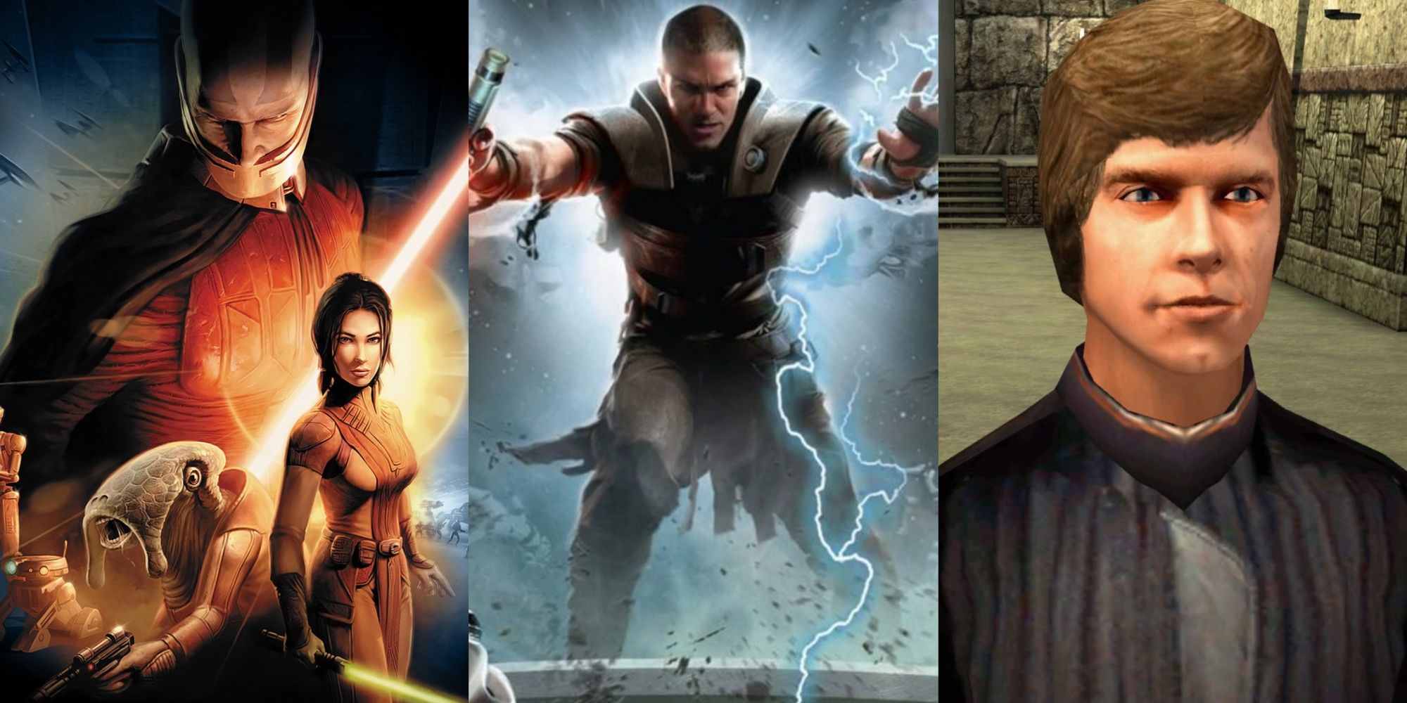 star wars knights of the old republic, the force unleashed cover art, and luke skywalker in jedi academy