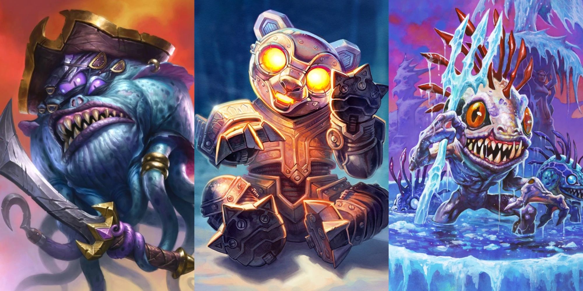 Patches the Pirate, Anodized Robo Cub, and Rotgill Hearthstone Full Art