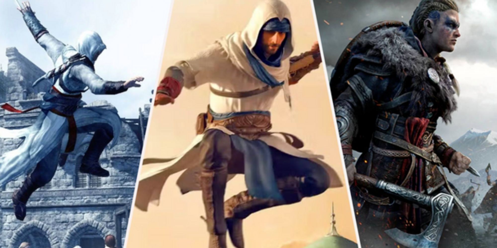 Assassin's Creed protagonists split image