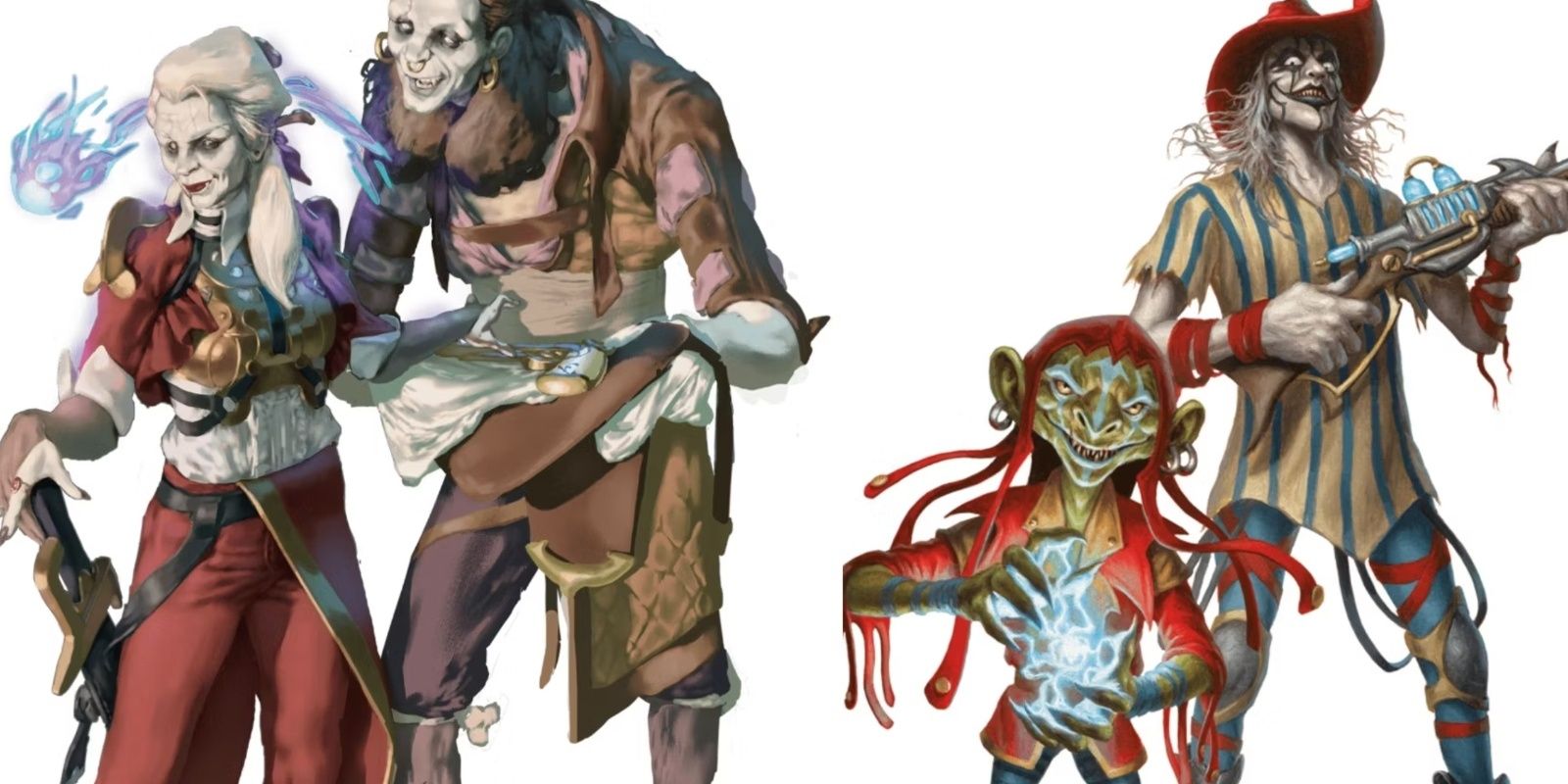 Dungeons & Dragons Vampirate Man And Woman With Firearms And Space Clowns Wielding A Laser Rifle And Magic